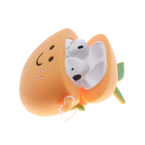 Coque en Silicone Orange pour Air Pods Design 3D