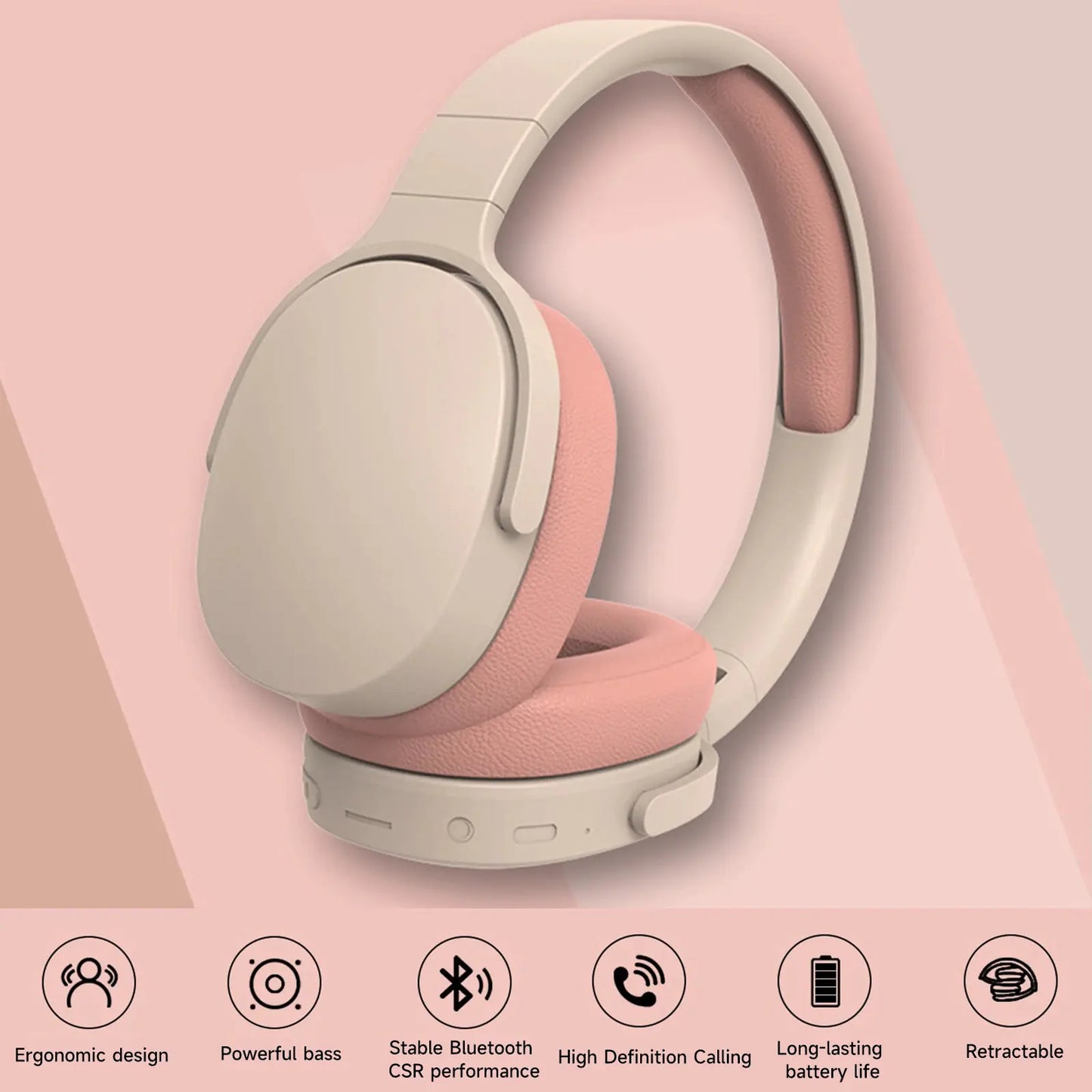 Casque pliable sans fil Bluetooth 5.1 à réduction de bruit
