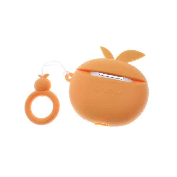 Coque en Silicone Orange pour Air Pods Design 3D
