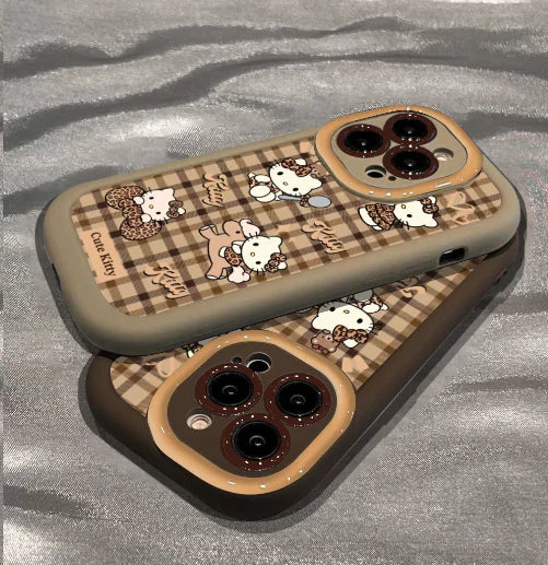 Coque en Silicone Mignon Nœud à Carreaux pour Téléphone