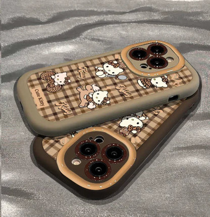 Coque en Silicone Mignon Nœud à Carreaux pour Téléphone