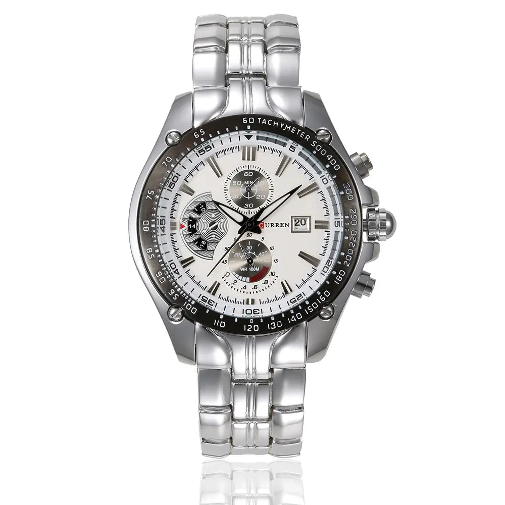 CURREN 8083 Men's Waterproof Steel Band Calendar Watch