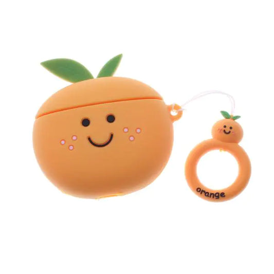 Coque en Silicone Orange pour Air Pods Design 3D