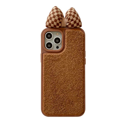 Coque en Silicone Mignon Nœud à Carreaux pour Téléphone
